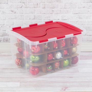 Sterilite, Ornament Storage Box with Hinged Lid, 45 Ornaments