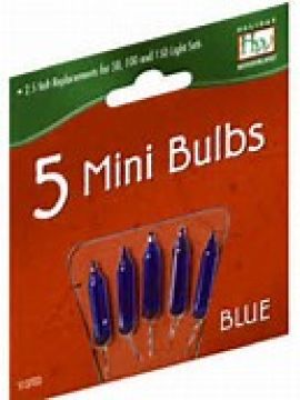 Holiday Wonderland, T5 2.5 Volt Incandesent Mini Bulbs Blue, 5 Pack