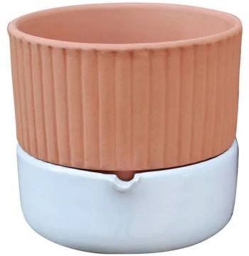 Border Concepts, Self-Watering Mix Media Cylinder Terracotta/Gloss White, 5" diameter