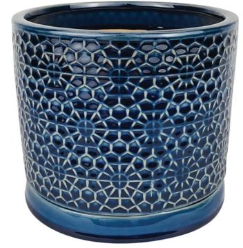 Border Concepts, Amelia Cylinder with Attached Saucer, Blue