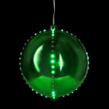 Holiday Bright Lights LED 6" Green Round Snowfall Ornament Green Lights