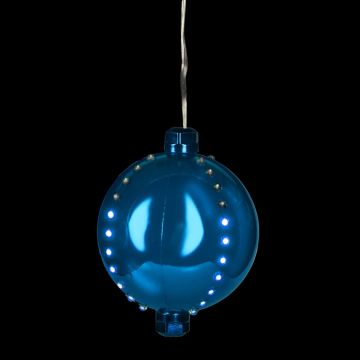 Holiday Bright Lights LED 4" Blue Round Snowfall Ornament Blue Lights