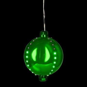 Holiday Bright Lights LED 4" Green Round Snowfall Ornament Green Lights