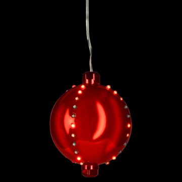 Holiday Bright Lights LED 4" Red Round Snowfall Ornament Red Lights