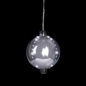 Holiday Bright Lights LED 4" Silver Round Snowfall Ornament Cool White Lights