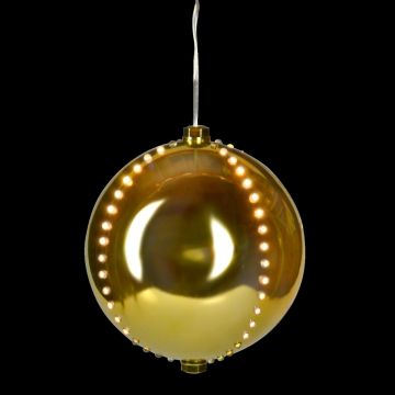 Holiday Bright Lights LED 6" Gold Round Snowfall Ornament Warm White Lights