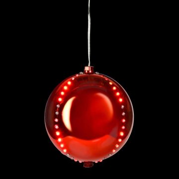 Holiday Bright Lights LED 6" Red Round Snowfall Ornament Red Lights