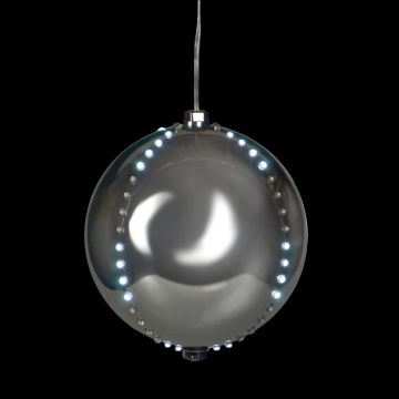 Holiday Bright Lights LED 6" Silver Round Snowfall Ornament Cool White Lights