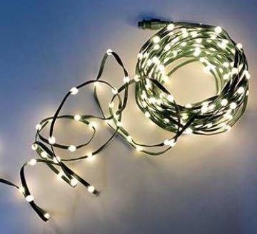 Holiday Bright Lights LED Connectable Ribbon Light Set 250 light count Warm White with Green Wire