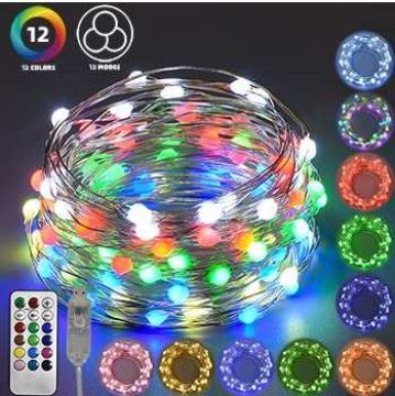 Holiday Bright Lights LED Foggy Big Seed Light Set 100 light count RGB