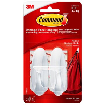 3M Command, Medium Hook, 2 Pack