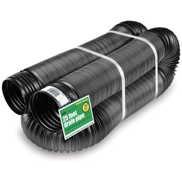 Amerimax Flex-Drain Flexible Expandable, Landscaping Drain Pipe, 4" x 25'