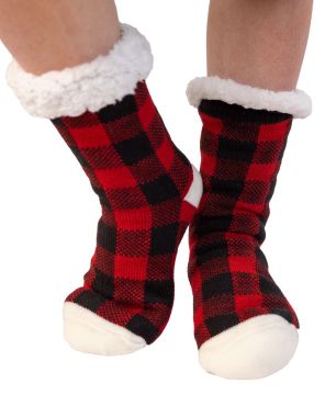 Red Plaid Plush Sock 