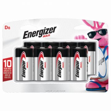 Energizer Max, D Cell Alkaline Batteries, 8 Pack  