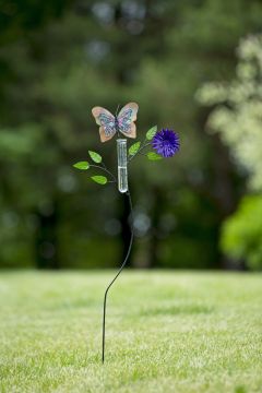 Ancient Graffiti, Multicolor Floral Butterfly Rain Gauge Stake