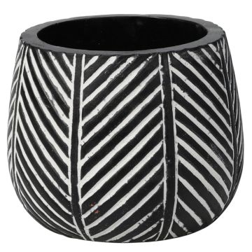 Koopman, Carved Cement Pot, Black & White, 3.9"