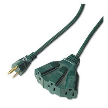 Outdoor Cords, 16/3 Green Outlet Extention Cord, 3 Plugins, 8'