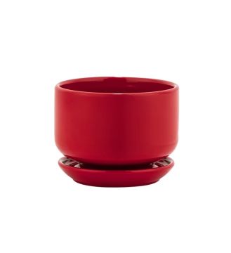 Napco, Red Planter with Saucer, 4.25"