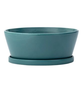 Napco, Teal Dish Garden with Saucer, 8.5"