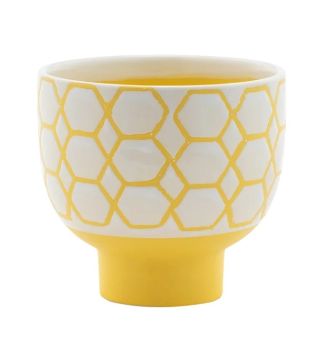 Napco, White Cache with Yellow Hive Pattern, 5.5"