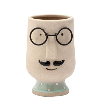 Napco, Glasses & Mustache Head Planter, 2.25"