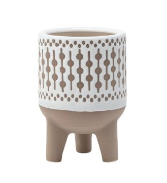 Napco, White Lattice Brown Footed Planter, 4"