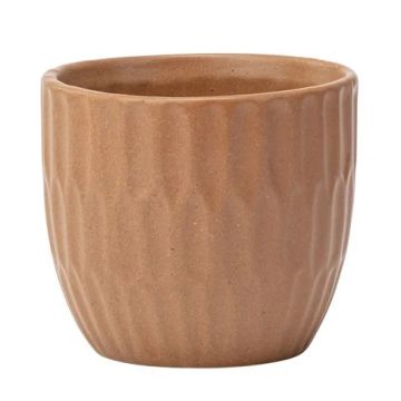 Napco, Wavy Ribbed Planter, Brown, 3.75"