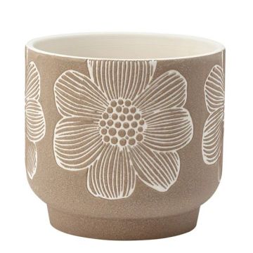 Napco, Brown Planter with White Flower, 5.5"