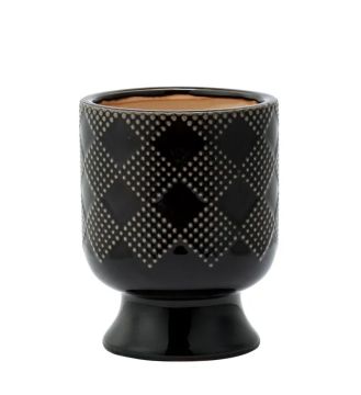 Napco, Checkered Dot Pedestal Planter, Black, 3.75"