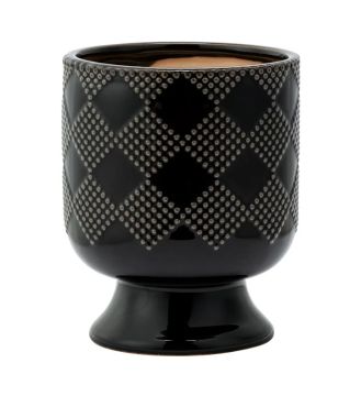 Napco, Checkered Dot Pedestal Planter, Black, 5.5"