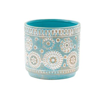 Napco Blue Copper Snowflake Planter, 4.5" H x 4.75" L x 4.75" W