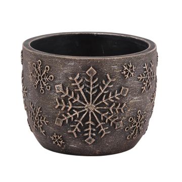 Napco Snowflake Embossed Planters, Brown and Tan