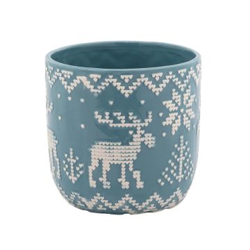 Napco Large Blue Embossed Deer Pots