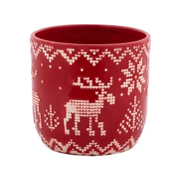 Napco Red Embossed Deer Pots