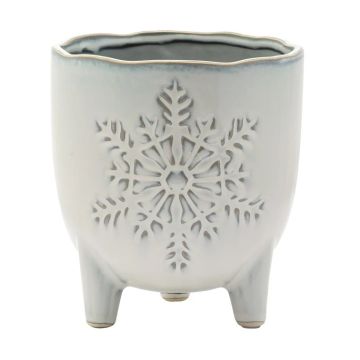 Napco Snowflake Footed Planters, White