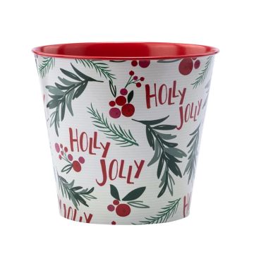 Napco 'Holly Jolly' Pot Covers, White, Red, and Green