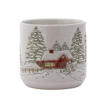 Napco Snowy Pine Tree Planter, White, 4.75" H