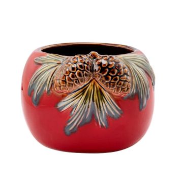 Napco Red Pine Cone Ball Planter, 3"