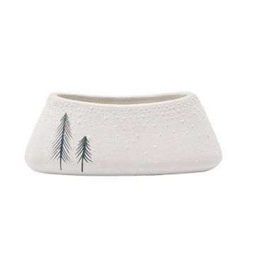 Napco 2-Pine Tree Oval White Planter, 2.5" H