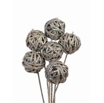 Vyn Kamboi Balls Silver Glitter, 3 Stems