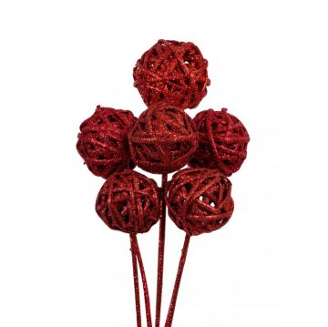 Vyn Kamboi Balls Red Glitter, 3 stems