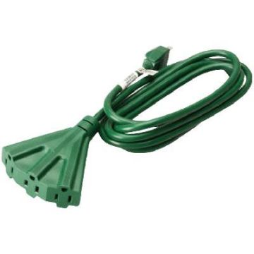 Outdoor Cords, 16/3 Green Outlet Extention Cord, 3 Plugins, 35'