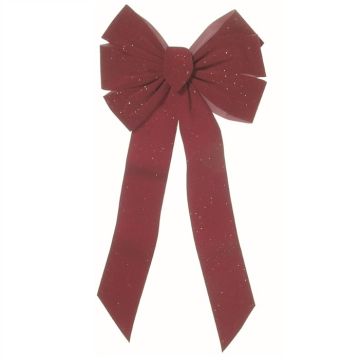 Holiday Trims Burgundy 7 Loop Christmas Deluxe Gold Glittered Christmas Bow 12 inch in.