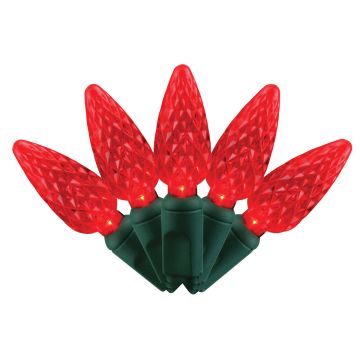 Celebrations Platinum LED, C6 Faceted Red Steady Green Cord, 50L/25FT