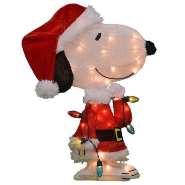 Peanuts, Christmas Snoopy with Santa Hat and C9 lights, 18 in