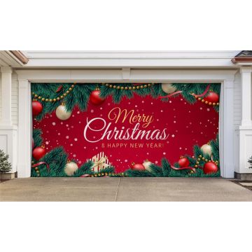 Celebrations Merry Christmas and Happy New Year 7 ft. x 16 ft. Garage Door Cover