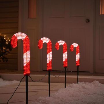 Celebrations LED, Lighted Pathway Candy Canes 12", 4 Canes/6FT