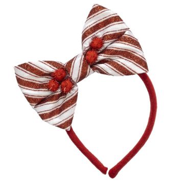 Dyno Christmas Fancy Bow 7.5 in. Poms-glitter Headband