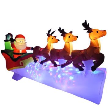 Sienna, Santa and Deer Inflatable LED Multi, 53.15 in