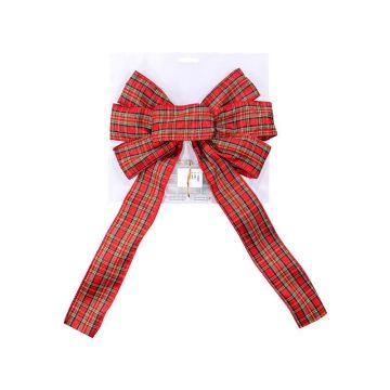 Lin-Con Marketing Omega Bright Designs 10 in. D X 1.5 ft. L LED Prelit Warm White Plaid Bow Garland